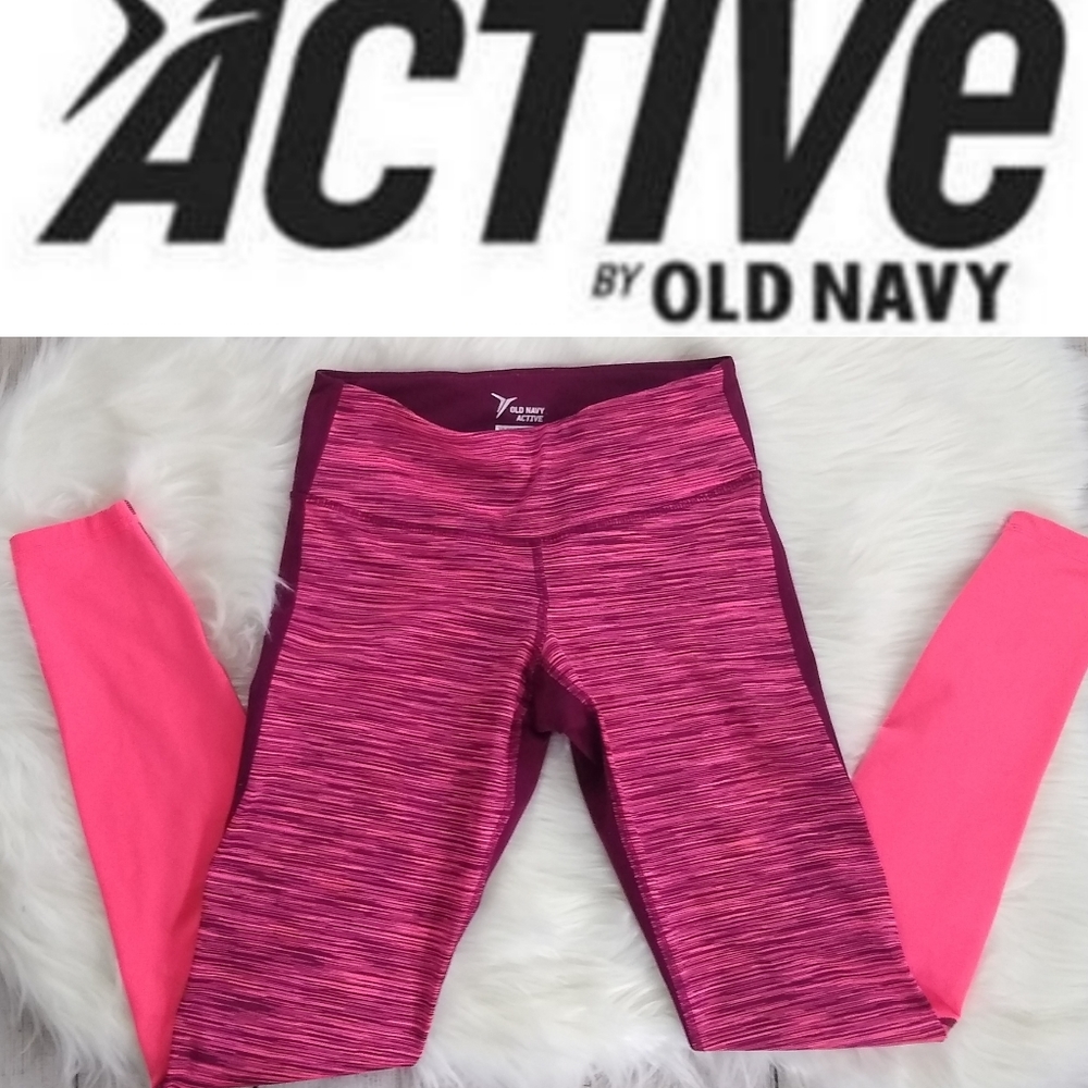 💚Old Navy Activewear pink red leggings size S
